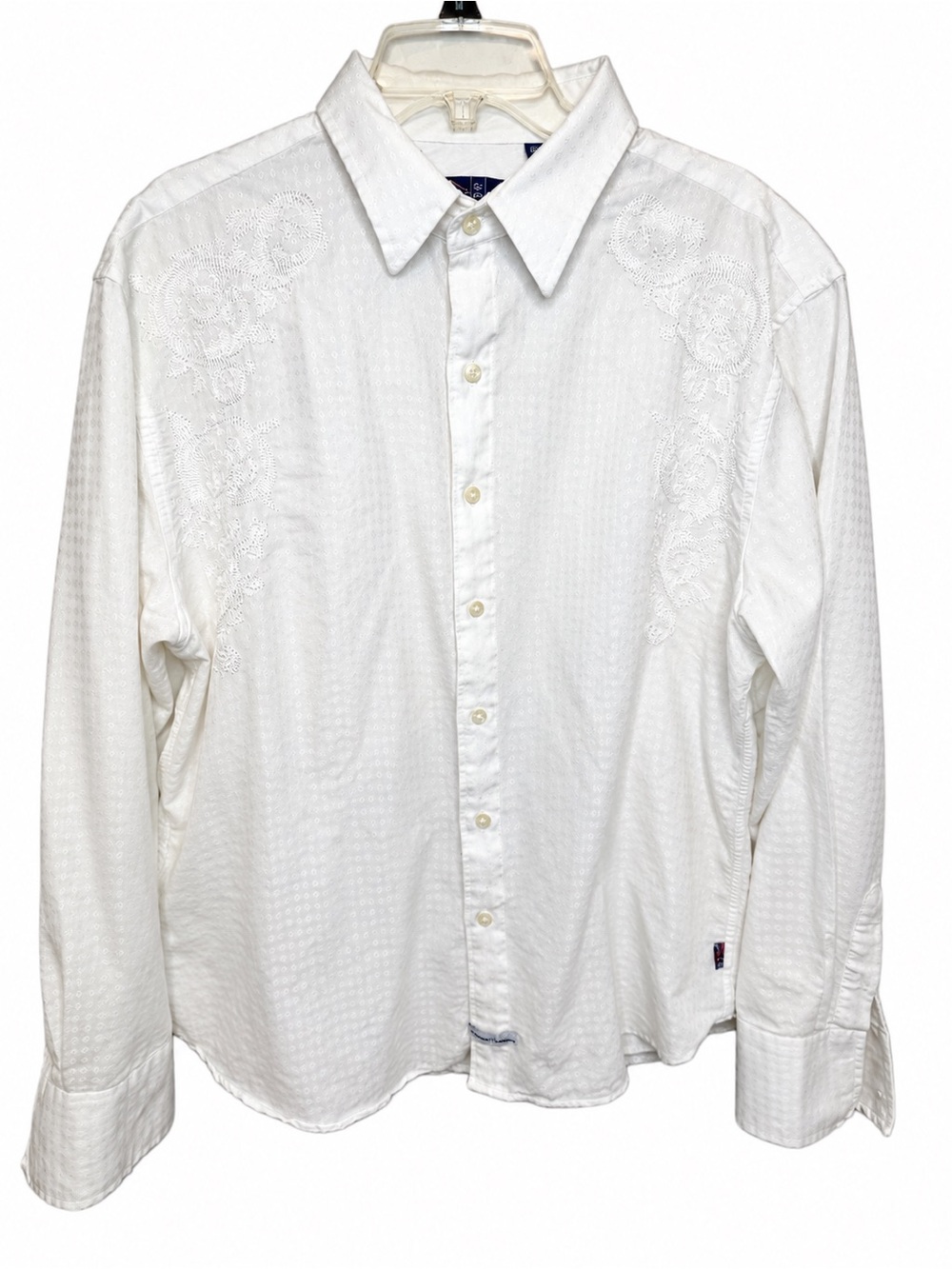 English Laundry Classic Collection XXL White Embroidered Floral Button Shirt